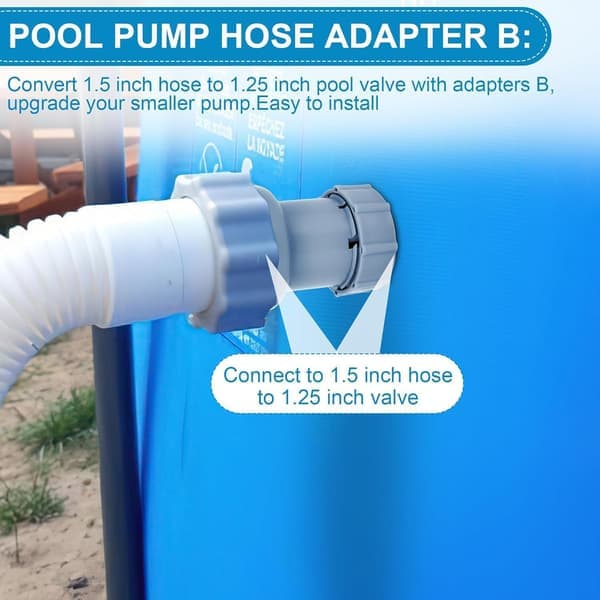 Poolslangadapter, poolavloppsadapter, slangkonverteringsadapter för Intex 10722 poolslangadapter reservdelar