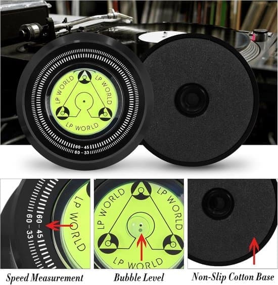 Skivspelarestabilisator med vattenpass för vinyl-LP-skivspelare