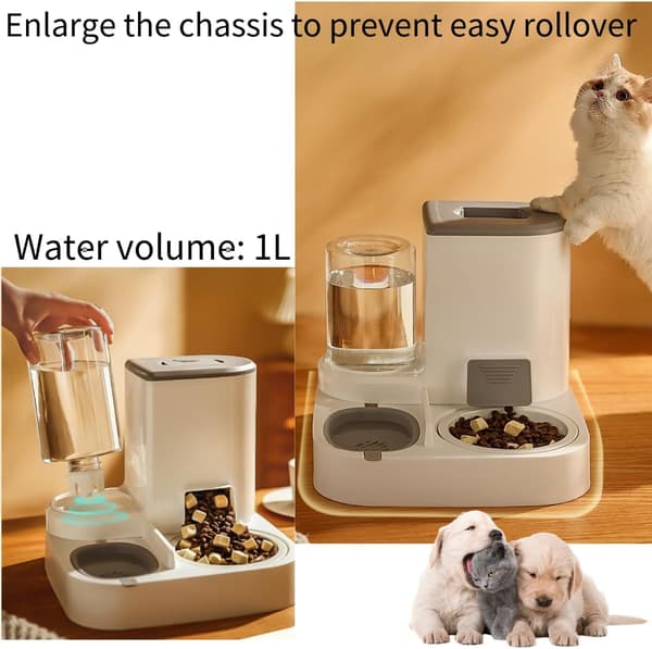 Automatisk Foder- og Vanddispenser 2 i 1 Automatisk 2,2L Foder Keramisk Beholder 1L Vandbeholder til Hunde Katte Små og Mellemstore Kæledyr