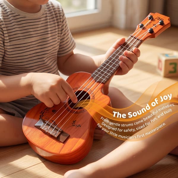 Raimy 17-tums 4-strängad ukulele-leksaksgitarr för barn i åldern 3-6 år
