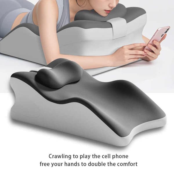 Reading Pillow Ergonomic Wedge Pillow for Backrest Lumbar Support Pillow Relaxation Pillow for Sitting or Reading in Bed Grey