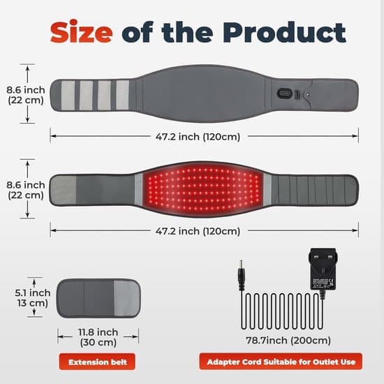 Heating Band - Infrared Heating Belt - Heated Back Band - Decompression Back Band - Red LED Light Belt - LED Light Belt for Shoulder - 120 Lamp Beads