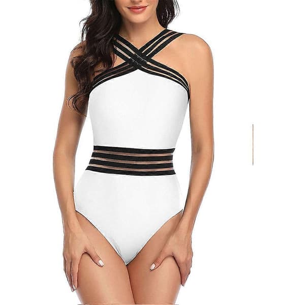 Dame Crisscross Badedrakt i Ett Stykke Magekontroll Front Crossover Badedrakter