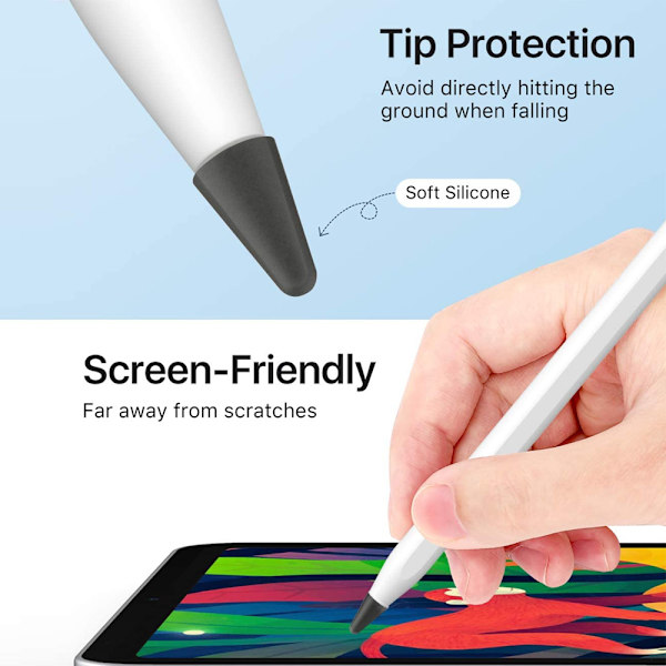 10 st tippskydd kompatibla med Apple Pencil 1/2, halkfria spetsar penn iPencil spetsskydd, silikonspetsar skyddande tillbehör för iPad Pencil