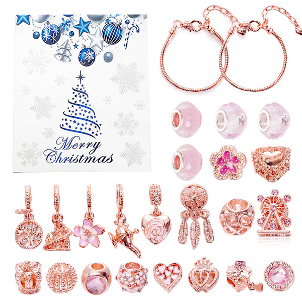 2024 Julkalender - Adventskalender - DIY Armband För Tjejer Kids - Gold-B gul