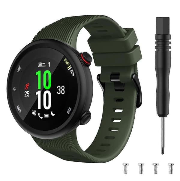 Silikonrem med svart spenne til Garmin Forerunner 45S Army Green