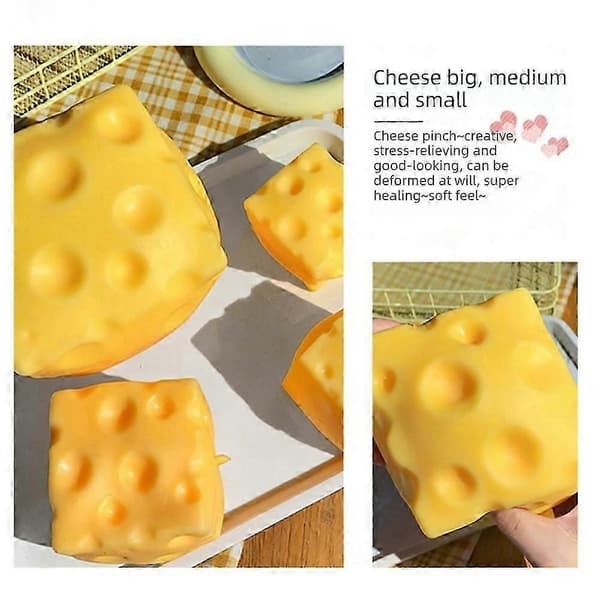3d Gul Ost Squishy Langsomt Stigende, Squishy Klemme Osteblok, Blødt Nyheds Legetøj, Stressbolde Til Voksne Der Springer Tilbage