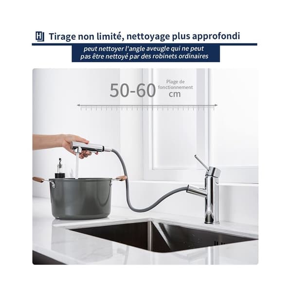 120° Swivel Kitchen Faucet with Pull-Out Spout