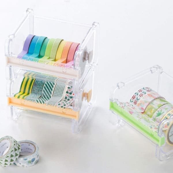2 tapeholdere og opbevaringsboks til washi-tape til kontor, skole