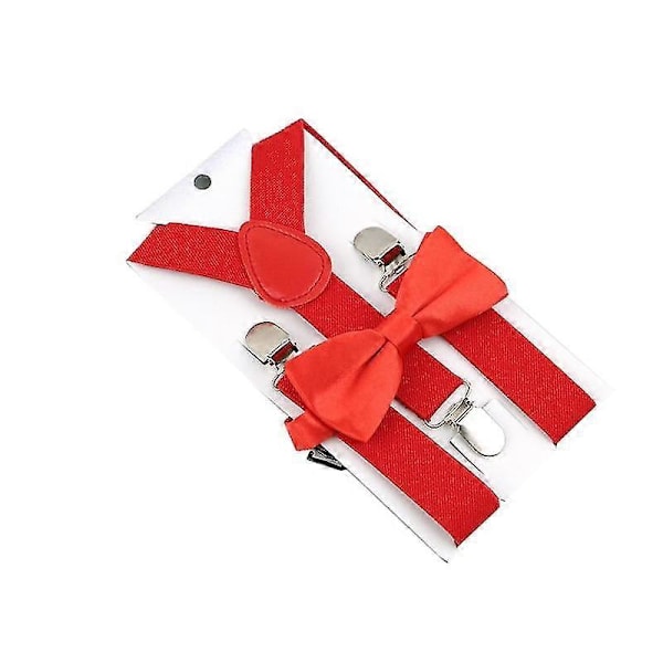 Justerbara Barnhängslen med Fluga Beige Red