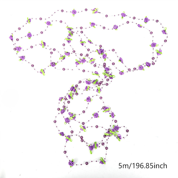 5m Konstgjorda blommor Artificiell pärlbröllopskedja blombukett bröllopsdekor Dekoration (Lila)