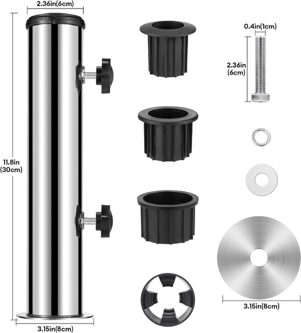 Universell granitparaplyramrör utomhusfäste, kraftigt marmorflaggstångsfäste, bords paraplyrörsfäste, DIY metallrör paraplyram