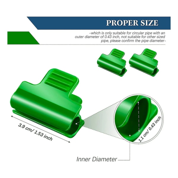 Växthusklämmor Film Radskydd Nät Tunnelbåge Klämma Ram Skuggning Nät Stång Klämma Grön 30st