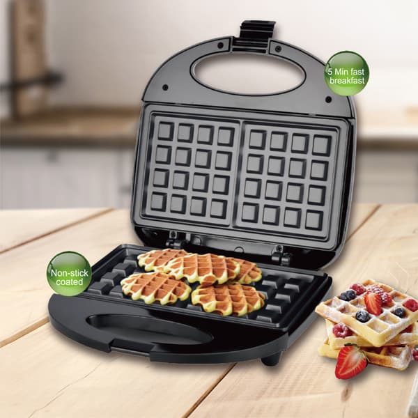 Dubbelt mini våffeljärn, Chaffle Maker, Waflera Electrica, Litet våffeljärn för våfflor, Keto Chaffles, Raggmunk, Kakor