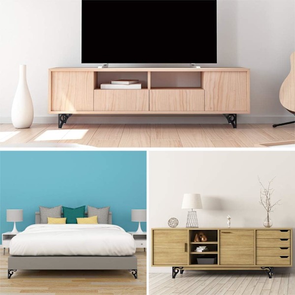 Set med 4 moderna svarta metallmöbelben bordsbensersättning soffben triangulära bordsben med skruvar för DIY-projekt, soffa, bord, skåp