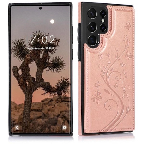 Samsung S22 Ultra Stöttåligt Skal Korthållare 3-FACK Flippr® V2 Svart Svart