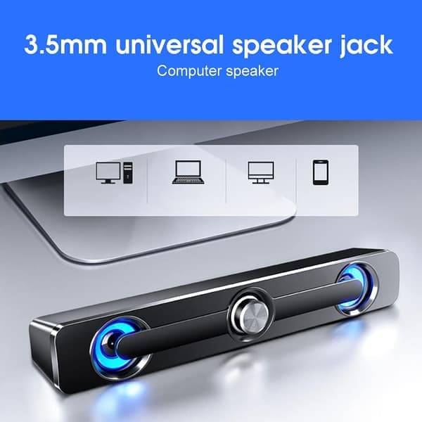 Portable Speakers Supporting a Universal 3.5mm Speaker Jack with Volume Control Knob, 2 Speakers + 2 Bass Radiators.