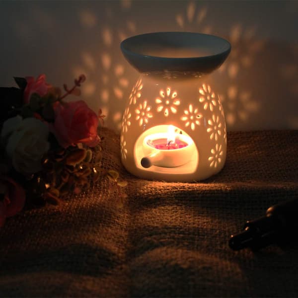 Ceramic Diffuser/Essential Oil Diffuser with Tealight Ceramic Oil Diffuser/Essential Oil Burner/Aroma Diffuser for Home Office & Toilets