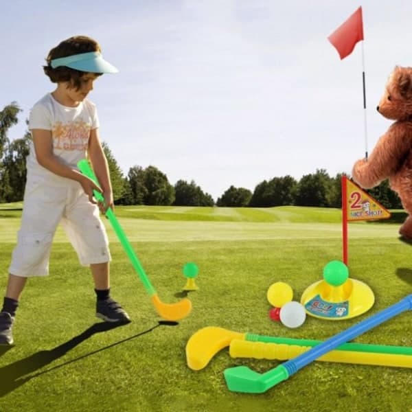 Golfklubbor för småbarn Set Golfbil i plast Leksaksgolf Träningsset