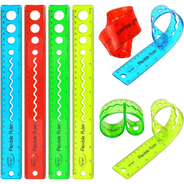 4 stycken plastlinjal rak linjal transparent linjal mätverktyg