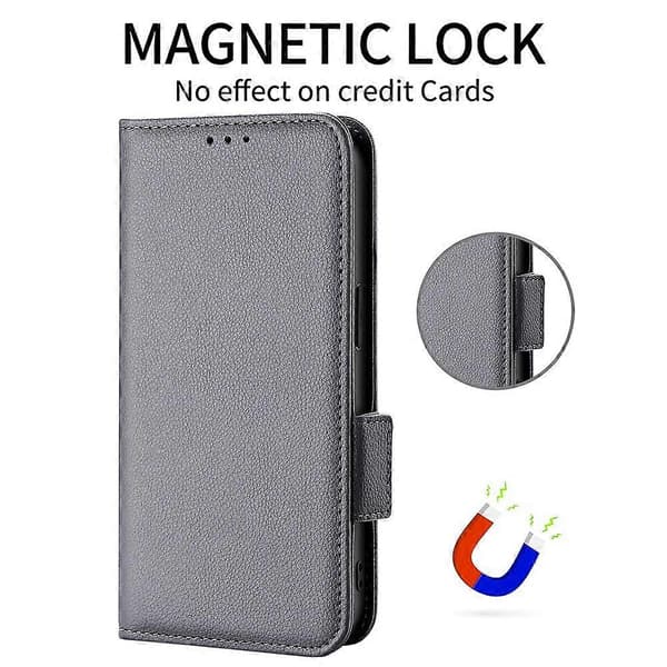 For XREAL Beam Pro Case Litchi Texture PU Leather Wallet Flip Phone Case Grey