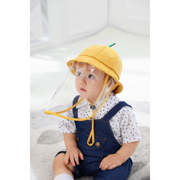 Hopfällbara solhattar för damm, barn pojkar flicka dammtät solhatt babyhatt med sköldhink, gul, ST-1