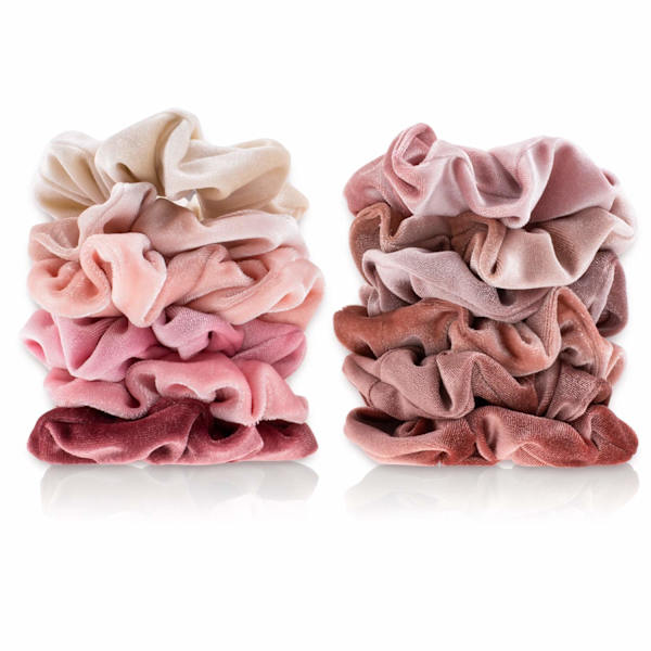 12 st Blush-tema hår Scrunchies Sammet Elastiska Hårband Rosa Scrunchy Hårband Hår Bobbles för Kvinnor och Flickor