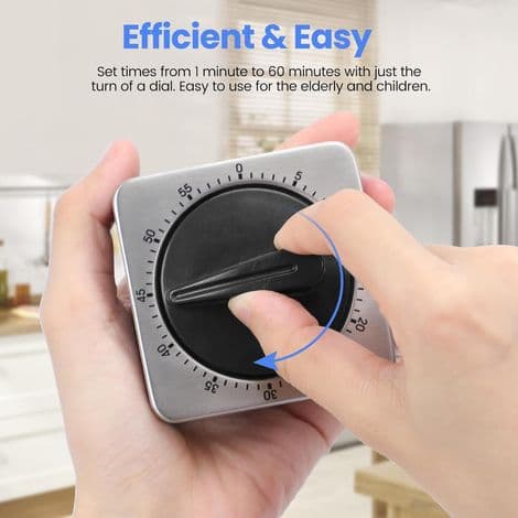 Mekanisk og magnetisk køkkentimer - Rustfrit stål - Magnetisk timer - 60 minutter