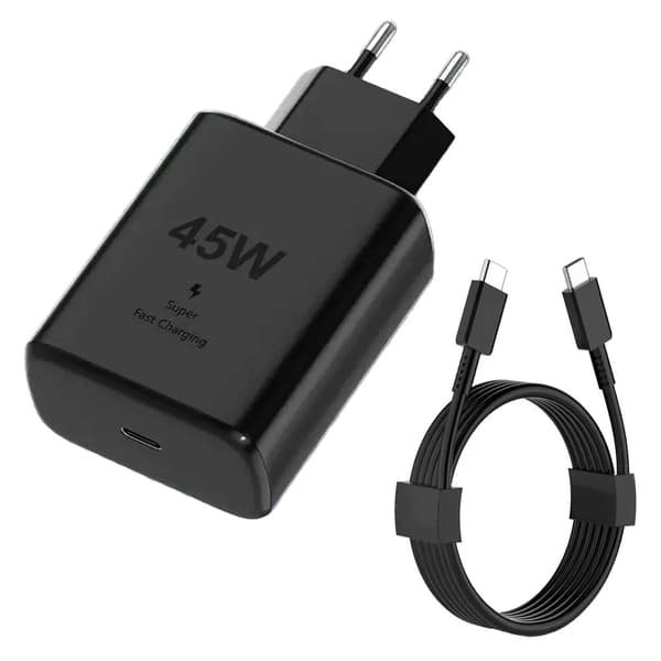 45W USB-C GaN Hurtigoplader med 1m Kabel til Samsung, iPhone, iPad & Android Sort
