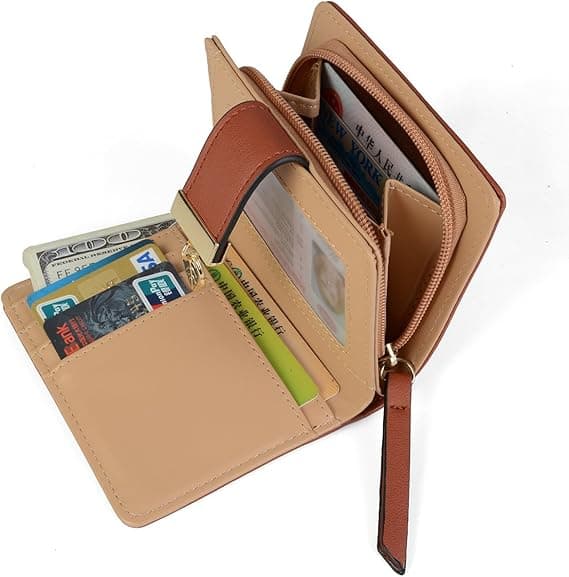 Damplånbok Läder Mellanstor Plånbok Löv Bifold Kort Myntfack