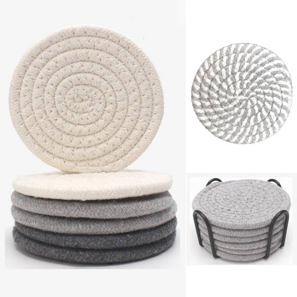 1 set isolerade underlägg hushållste underlägg skål underlägg 11CM 6 stycken set bomull rep vävda underlägg