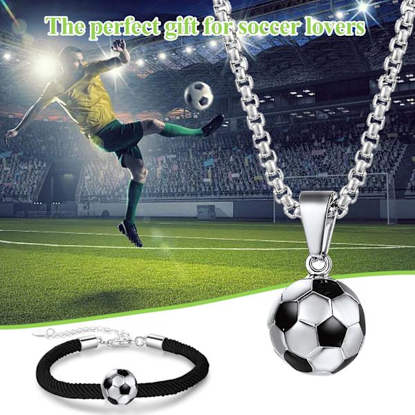 QttvbTna Fotboll Halsband i Rostfritt Stål och Fotbollsarmband, Fotbollshänge Halsband Silver och Fashion Fotboll Drip Armband för Fotboll