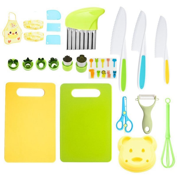 Barnköksknivar Köksset Köksredskap för barn Flerfärgade 15 Piece Set 32pcs set