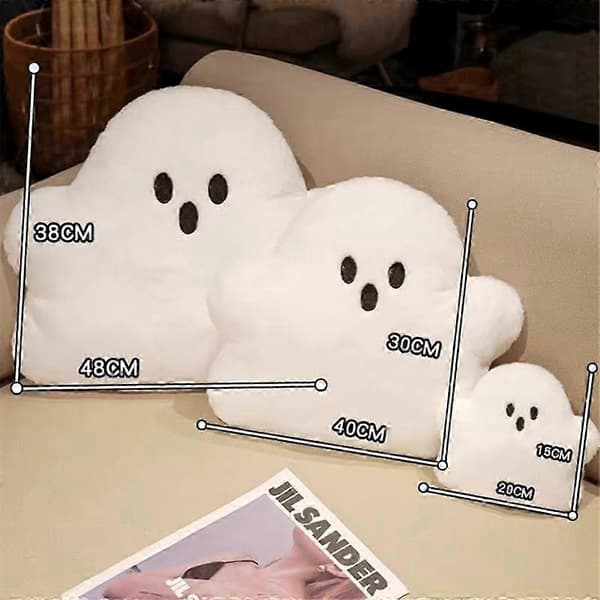 Mjuk Söt Vit Moln Spöke Docka Halloween Kudde Barn Present Docka Hem Sovrum Stol Dekoration L