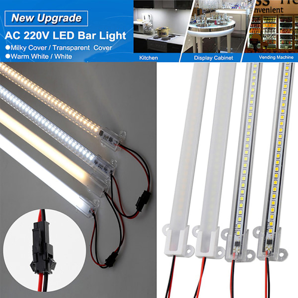 AC220V LED Bar Light High Brightness 2835 LED Clip 30cm 40cm 72 Whitelight Milky30cm Whitelight Milky30cm