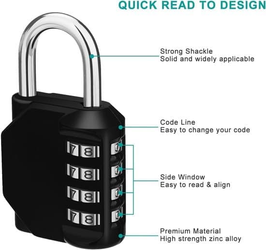 Combination Lock for Cabinets 4-Digit Combination Lock Gym Lock School Locker Weatherproof Outdoor Combination Lock