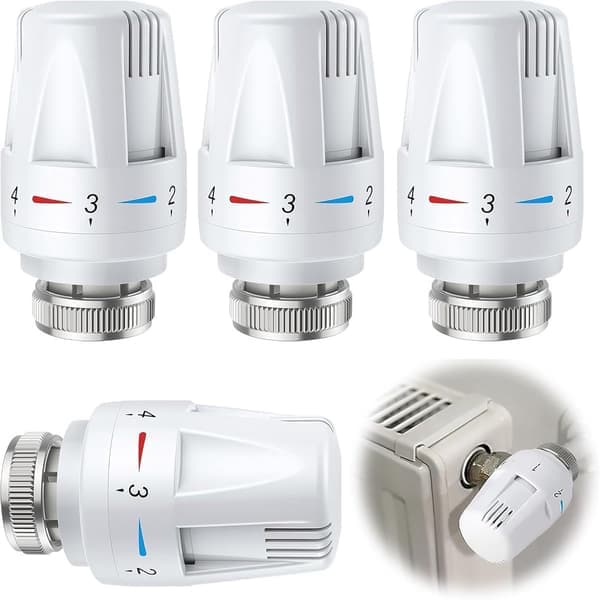 4-delt termostatventilhodet radiatorventil termostatisk radiatorventil M30 radiatorventil varmeregulator termostatventil M30 1.5 Hvit
