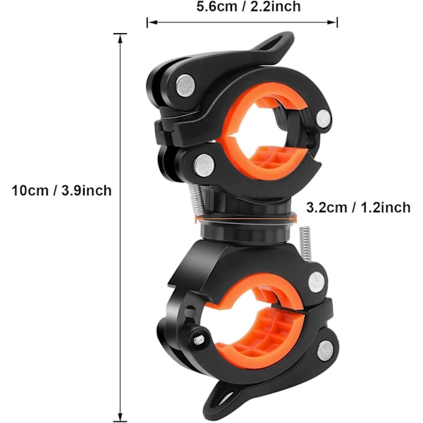 2 st Cykelhållare Universal Cykelhållare 360° Roterbar Universal Cykel Ficklampa Hållare Styrfäste Justerbara Ljusklämmor för