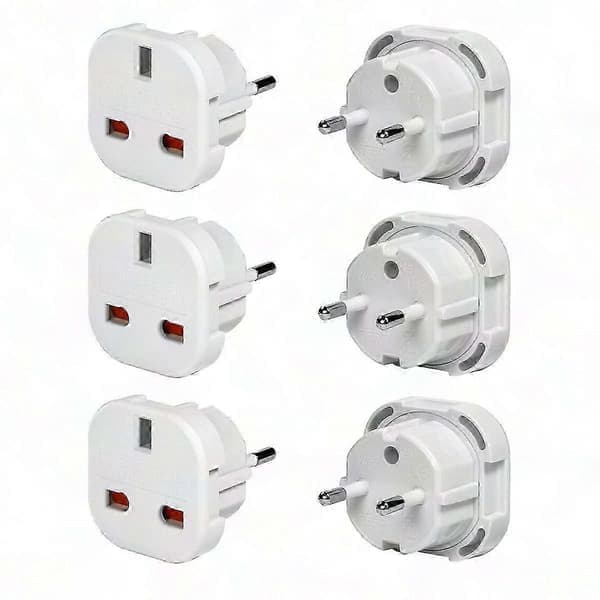 3-pack Reseadapter till EU, Typ C-kontakt för Europa, Egypten, Turkiet - Vit
