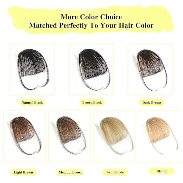 Luggs Bangs, 100% Real Human Hair, Thin Bangs, Clip-on Air Bangs for Women, Curved Bangs Light Brown