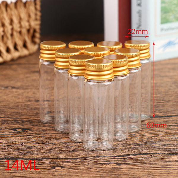 10 st 5/7/10/14/18/20 ml Glasflaska Liten Glasburk Tät Flaska 22*60mm, 14ml 22*60mm, 14ml