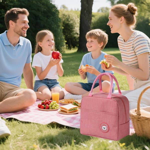 Ny bærbar isolert matboks/kjølebag (rosa) 23*21*13cm pink