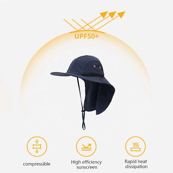Hatt med solskydd för män och kvinnor, 360° solskydd för nacke, UV-skydd, sommarfiskehatt, solskydd utomhus