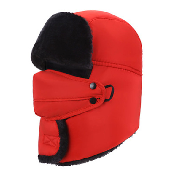 Vinter utomhus Trapper Hat, Trooper Aviator Ski Hat Earflap med mask för män och kvinnor Svart