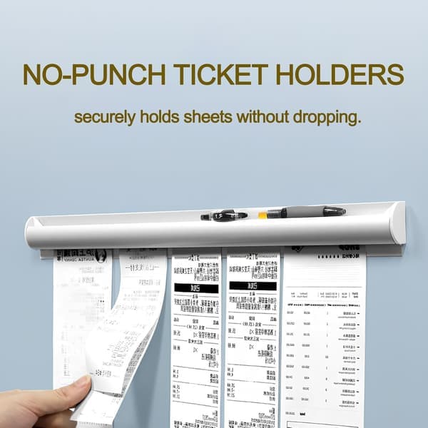 2-pack Ticket Holder Receipt Clip for Restaurant, No Drilling, Restaurant Order Holder for Kitchen Office Walls Refrigerator (12 inch Silver 2p)
