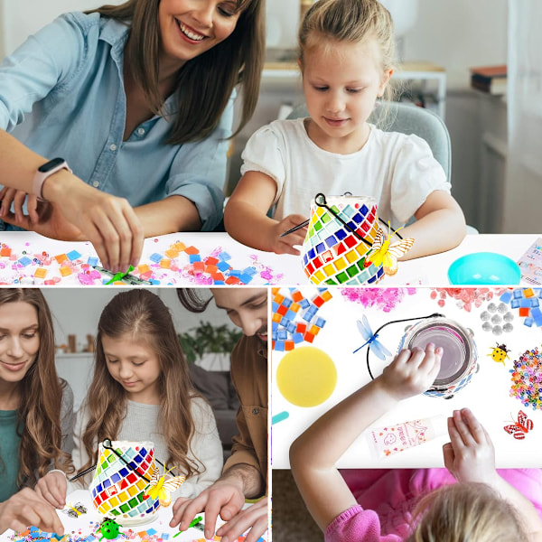 Fairy Lantern Craft Set för barn, Diy Mosaic Lamp, Diy Creative Crafts för heminredning, Blomkrukor, Mosaikstenar för flickor barn födelsedagspresent