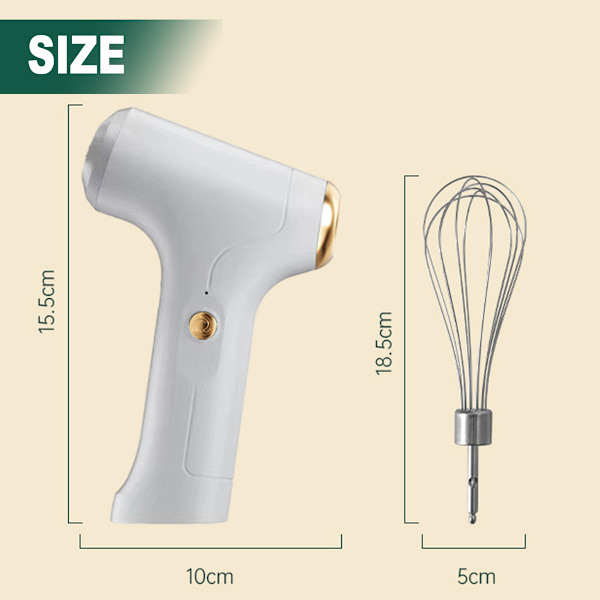 Sladdlös handmixer, elektrisk visp USB uppladdningsbar handhållen elektrisk mixer Enkelsteg (enkelt huvud/dubbelt huvud)