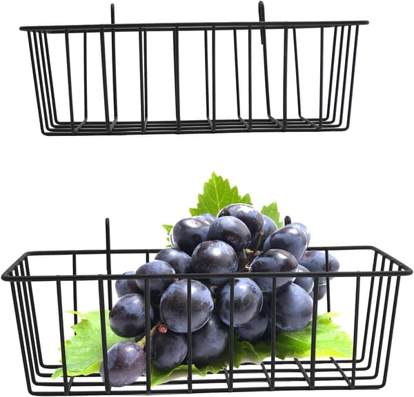 4 Pieces Wall Grid Wall Panel Hanging Wire Basket, Grid Wall Storage Basket, Wall Mounted Baskets