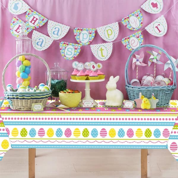 Easter Tablecloth, 1 pc Easter Tablecloths, Waterproof Reusable Easter Decoration (137 * 274 cm)