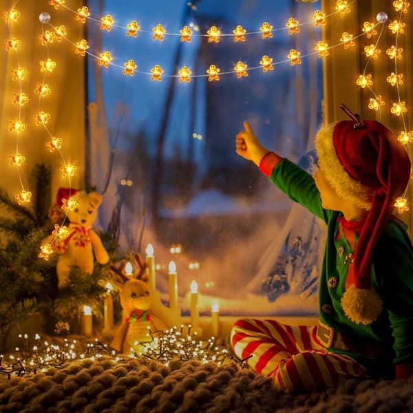 Christmas Decoration Gingerbread Man, 3 Meter 30 LED String Lights, with Remote Control, Suitable for Christmas Decorations.